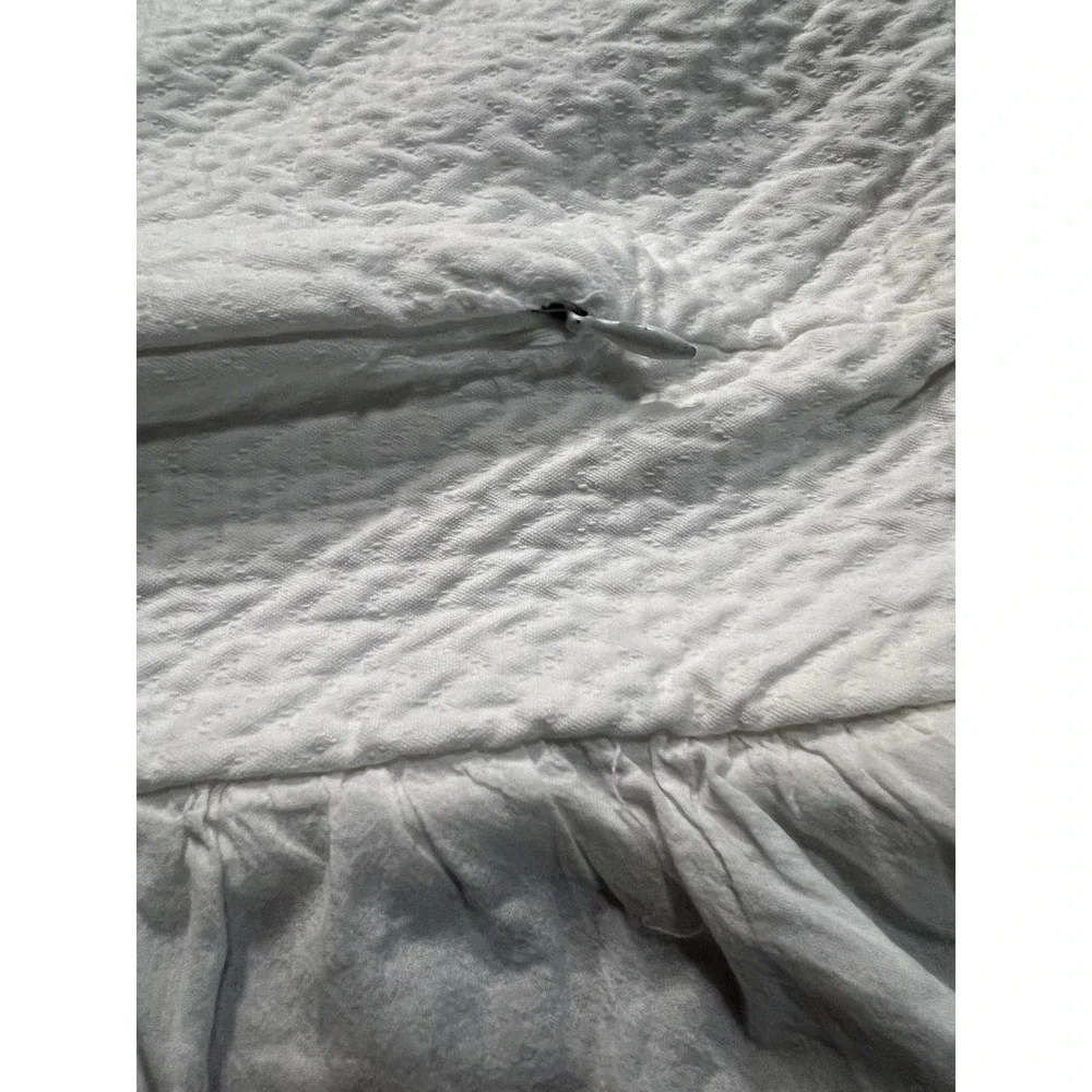 Single PiuBelle White Cotton Ruffled Textured EURO Pillow Sham 100% Cotton